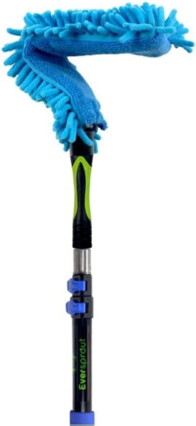 EVERSPROUT Flexible Microfiber Ceiling & Fan Duster | Bendable to Clean Any Fan Blade | Removable & Washable Brush Head | 17" Ceiling Duster + 12' Pole