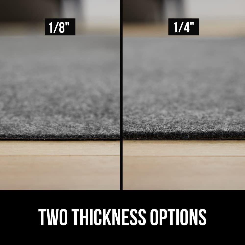 GORILLA GRIP Felt and Natural Rubber Stay in Place Slip Resistant Rug Pad, 1/4in Thick, 5x7 FT Protective Padding Under Area Rugs, Cushioned Gripper Pads, Carpet Runners, Hardwood Floors Protection
