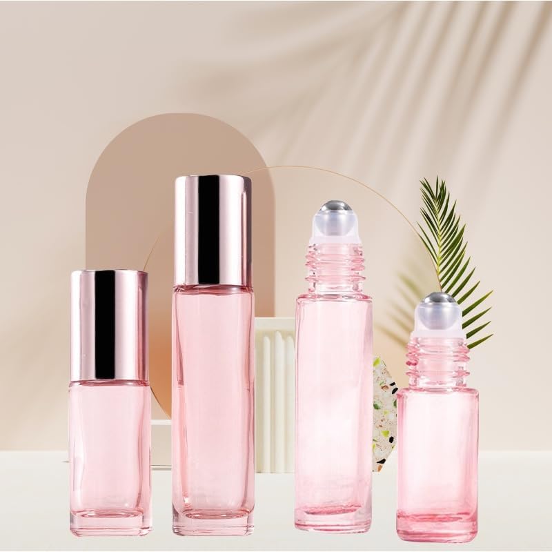 10 Pack Glass Roller Bottles for Essential Oils,10ml Green Roll on Bottles with Stainless Steel Roller Balls,Refillable Aromatherapy Massage Roller Bottle Perfume Bottle for Travel
