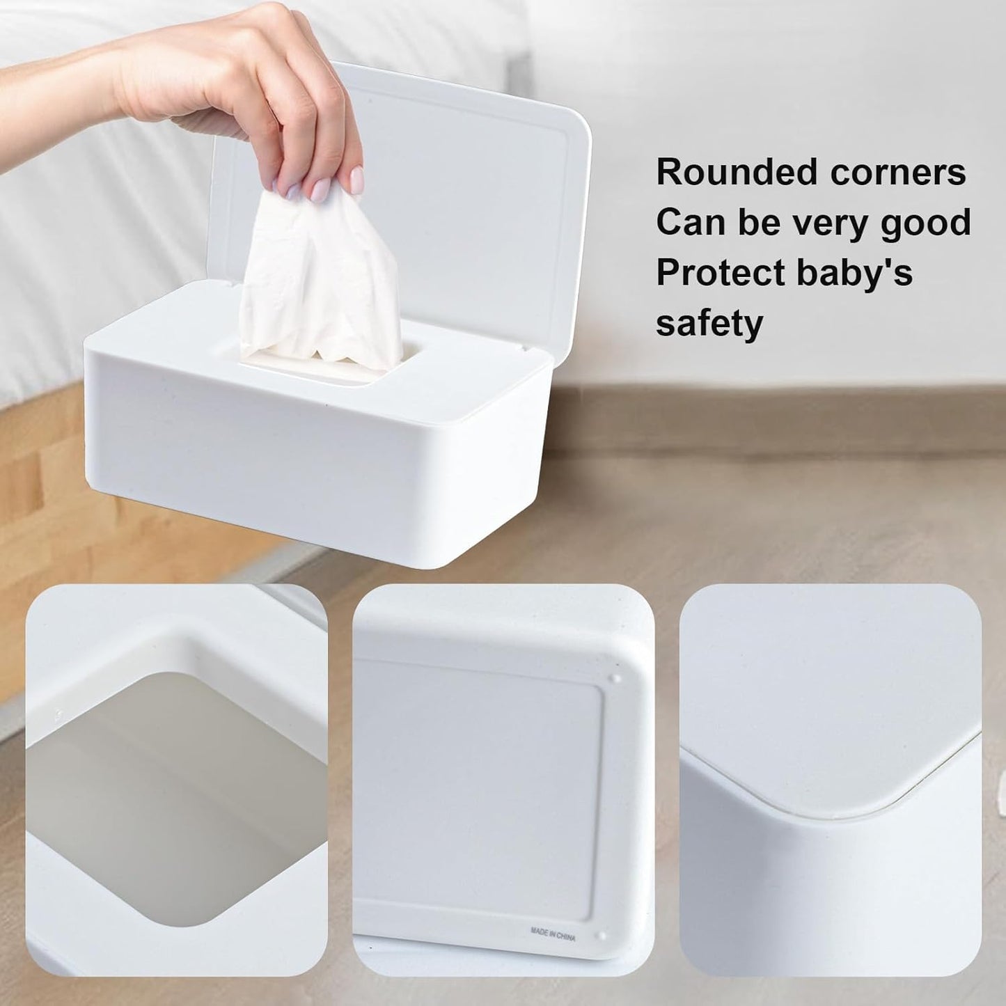 1 Pcs Diaper Wipes Dispenser, Refillable Wipe Container, Wipe Container with Sealing Design Lid, Keep Wipes Fresh,Wet Wipes Cases (Black)