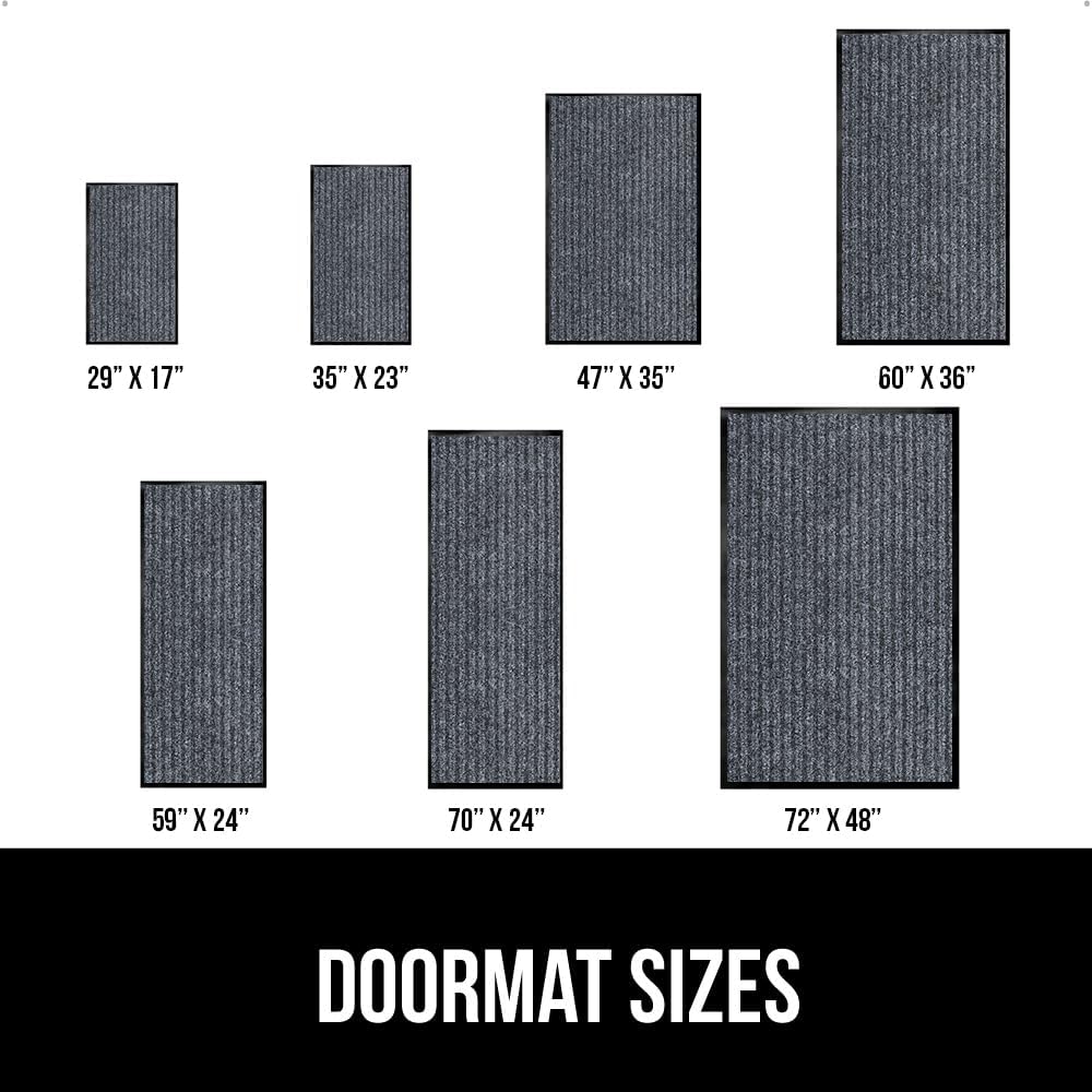 GORILLA GRIP Traffic Guard Door Mat, 2 Pack, Heavy Duty Waterproof Doormat, Commercial Office Space Welcome Mats, Stain and Fade Resistant, Low Profile, Strong Rubber Backing, 35x23, Gray
