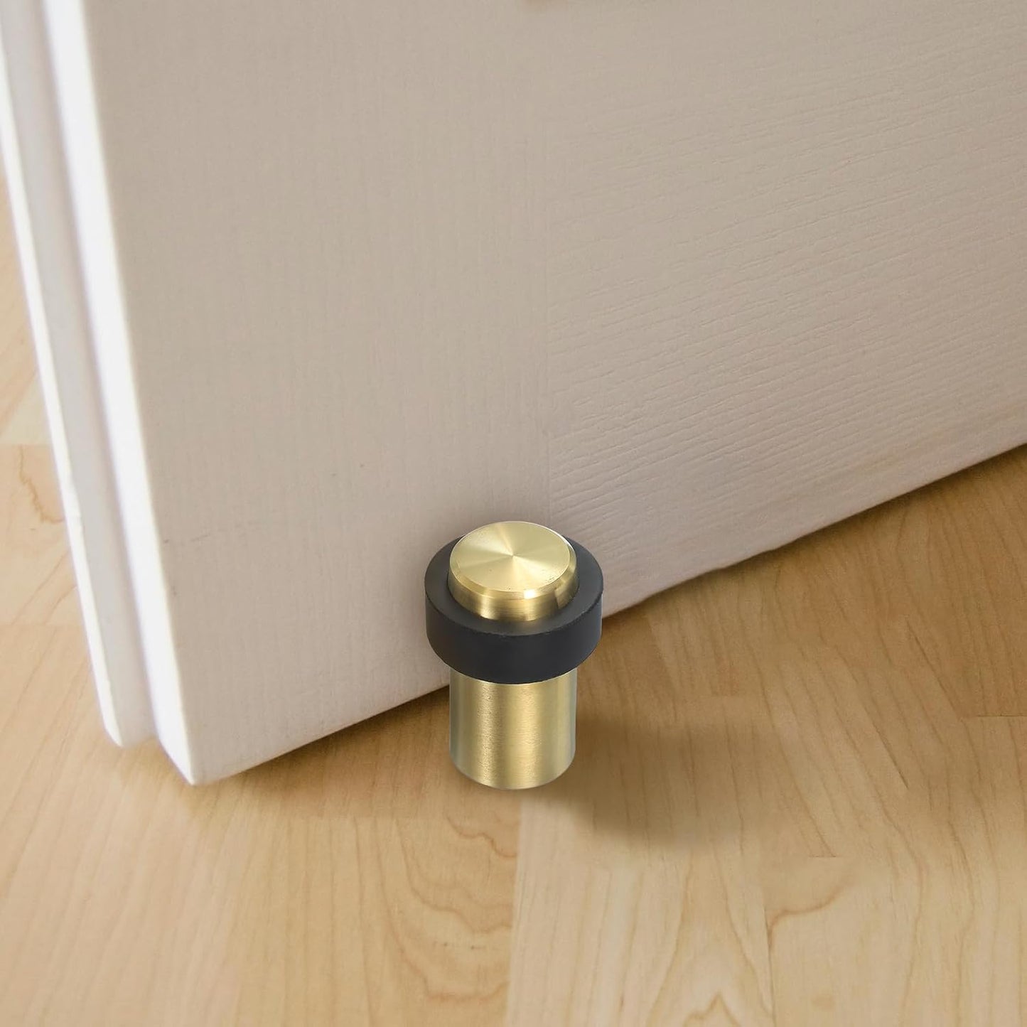 PATIKIL 3Set Round Door Stoppers, 46mm Stainless Steel Door Stop Doorstop Wedge Metal Cylinder Self Adhesive with Screw for Bottom of Door Floor Inside, Bronze