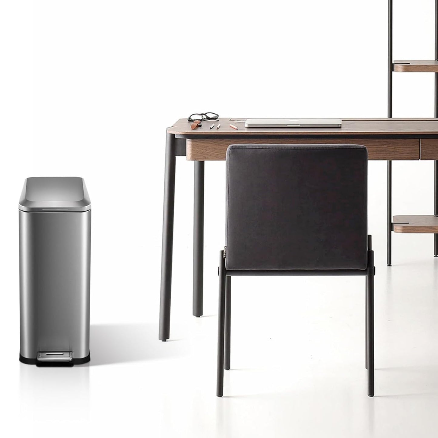 13.2 Gallon / 50L Kitchen Trash Can, Slim Stainless Steel Garbage Can with Removable Inner Bucket, Fingerprint-Proof Step Rubbish Bin with Soft-Close Lid for Narrow Space, Silver