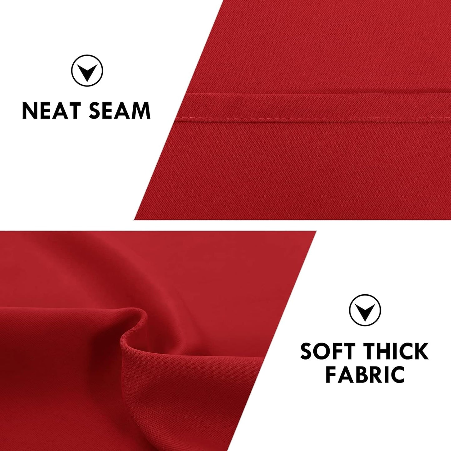 DWCN Christmas Blackout Curtains Room Darkening Thermal Insulated Bedroom Curtains Window Curtain Panels, 52 x 45 inches Long, Set of 2 Red Rod Pocket Drapes