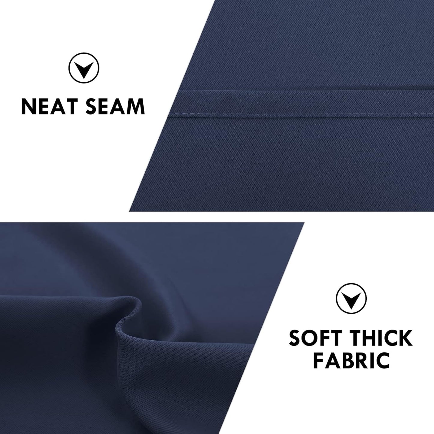 DWCN Navy Room Darkening Blackout Curtains - Thermal Insulated Privacy Energy Saving Window Curtain Drapes 42 x 63 inch Length, Set of 2 Bedroom Living Room Curtains