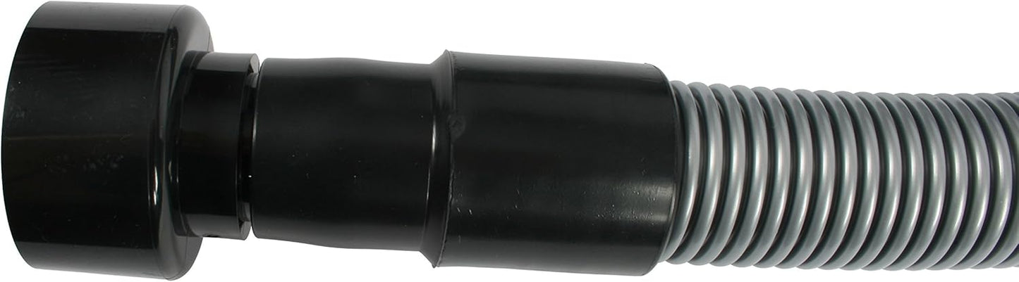 Cen-Tec Systems 50 Ft. Premium Shop Vacuum Extension Hose with 2 tank adapters and 1.25" curved end, Silver