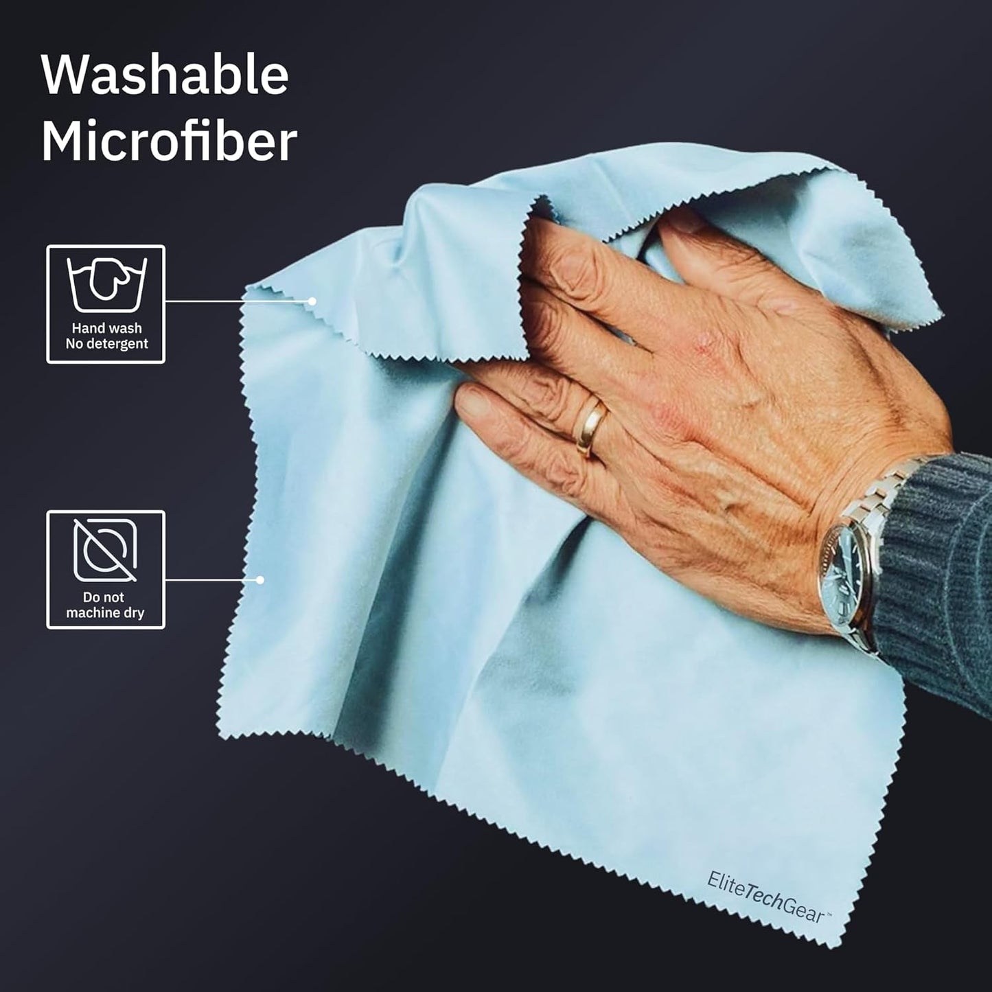 Elite Screens Microfiber Cleaning Cloth Set - 13-Pack, Blue, 6 x 7 in & 12 x 12 in - Smudge-Free Eyeglass Cleaner - Scratch-Free Screen Cleaner - Soft Lens Cleaning Cloth