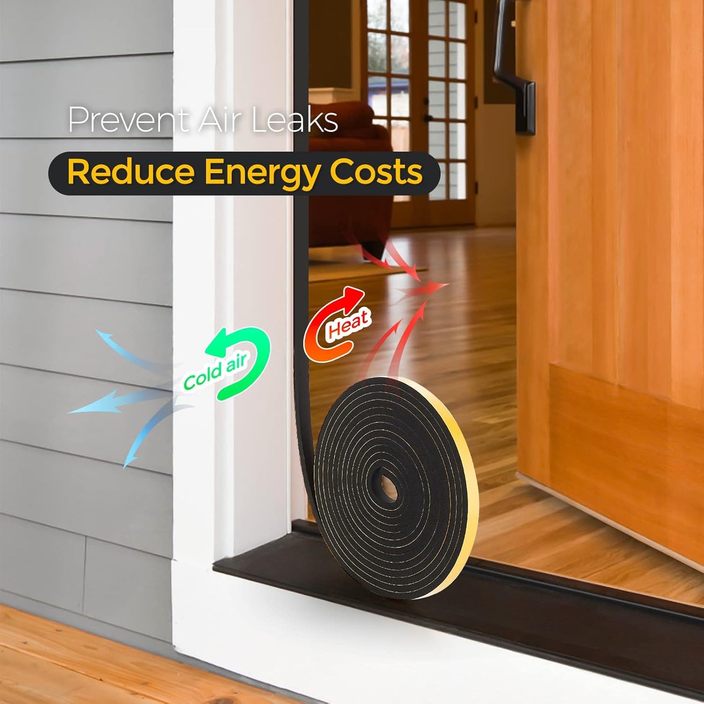 10 Feet Weather Stripping Door Seal, 3" Wide X 1/8" Thick Door Seal Strip High Density Foam Tape Adhesive Strip for Door Soundproofing,Window Insulation (3" x 1/8" x 10FT, Black)
