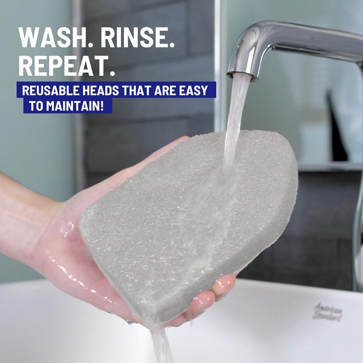 Replacement Scrubber Refill for Moku Home Extendable Tub Tile Shower Brush for Cleaning Non-Scratch (2X Scrubber Sponge Gray)