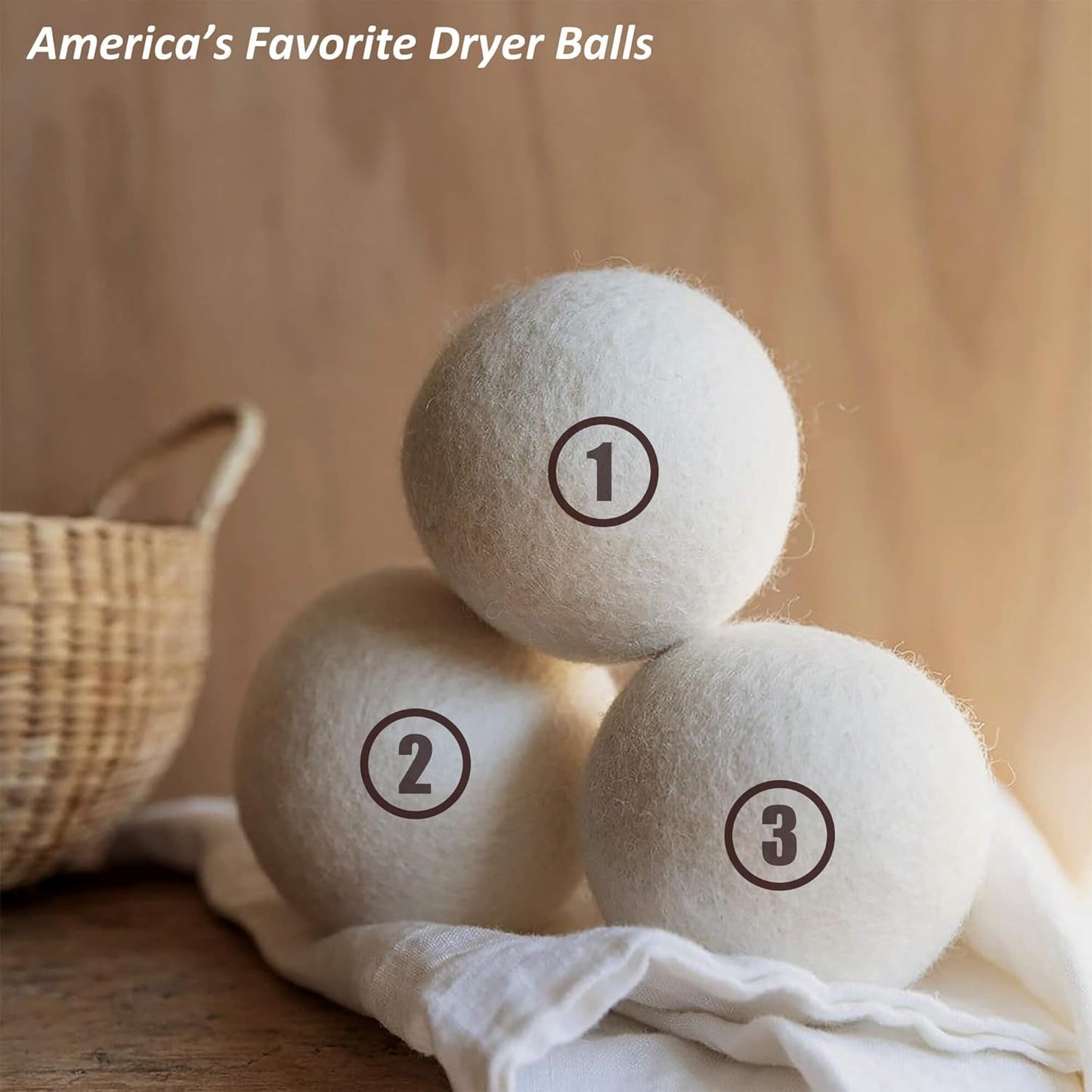 Sheep Wool Dryer Balls 6 Pack L(2.3") Premium Natural Fabric Softener, Reusable Laundry Dryer Balls for Reducing Drying Time, Static and Wrinkles, Eco-Friendly โ 100% New Zealand Wool