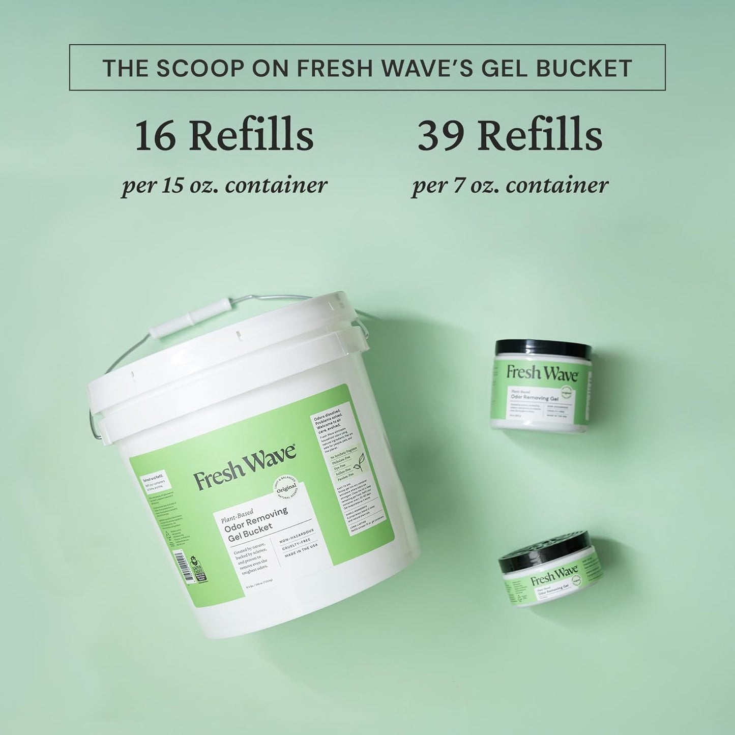 Fresh Wave Odor Removing Gel Bucket, 15.5 lb. (248 oz.), Original Scent Refill - Odor Absorbers for Home, Safer Odor Relief, Natural Plant-Based Odor Eliminator, For Cooking, Trash & Pets
