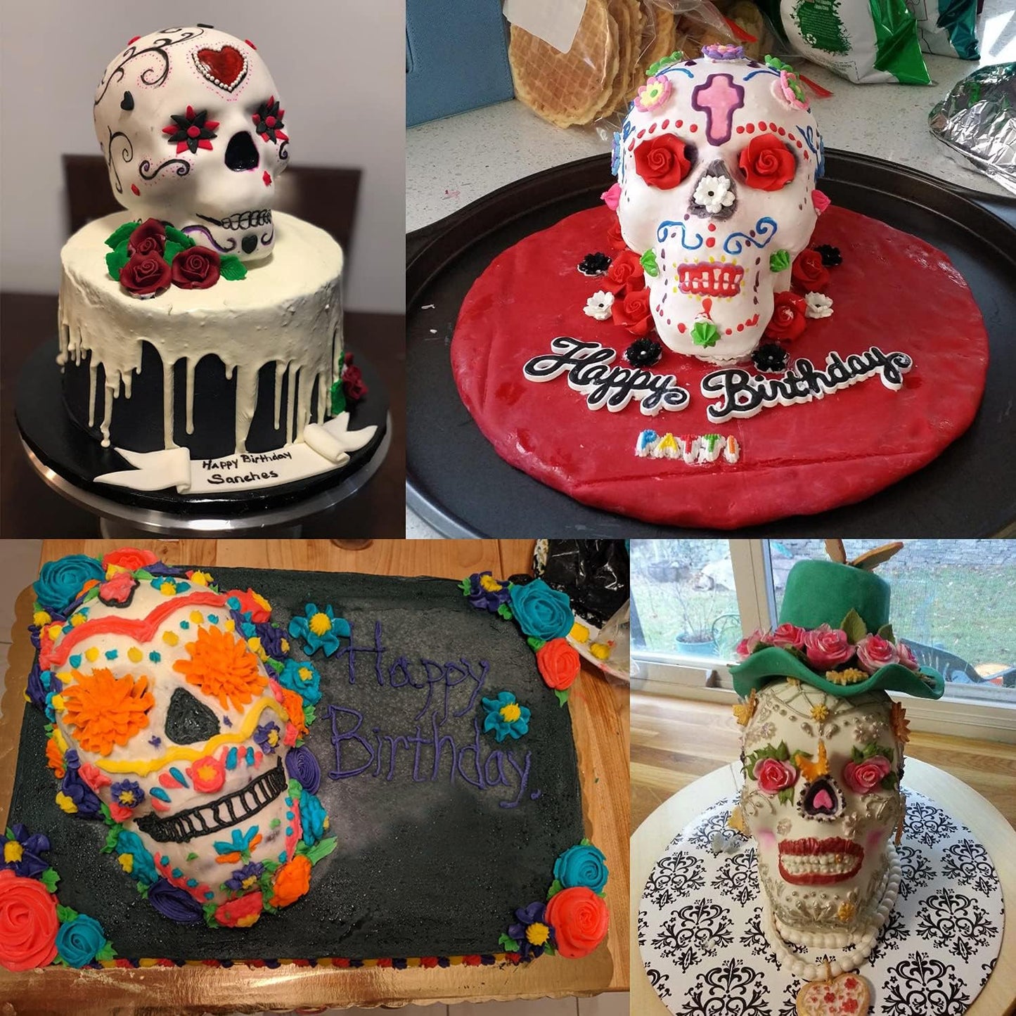 JETKONG Extra Large Silicone Skull Cake Mold Haunted Skull Baking Cake Pan for Halloween and Birthday Party
