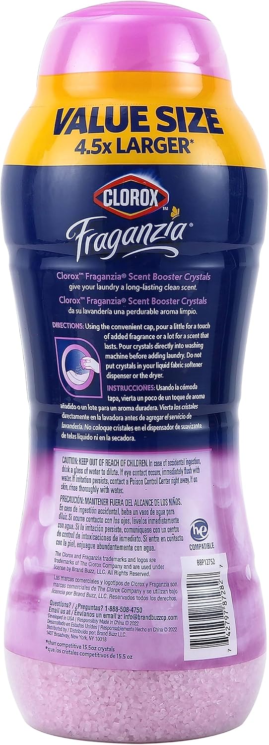 Clorox Fraganzia Laundry Scent Booster Crystals in Spring Scent - Scented In-Wash Freshener Beads for Fresh, Clean, Great Smelling Clothes and Linens, 70 Oz - 6 Pack