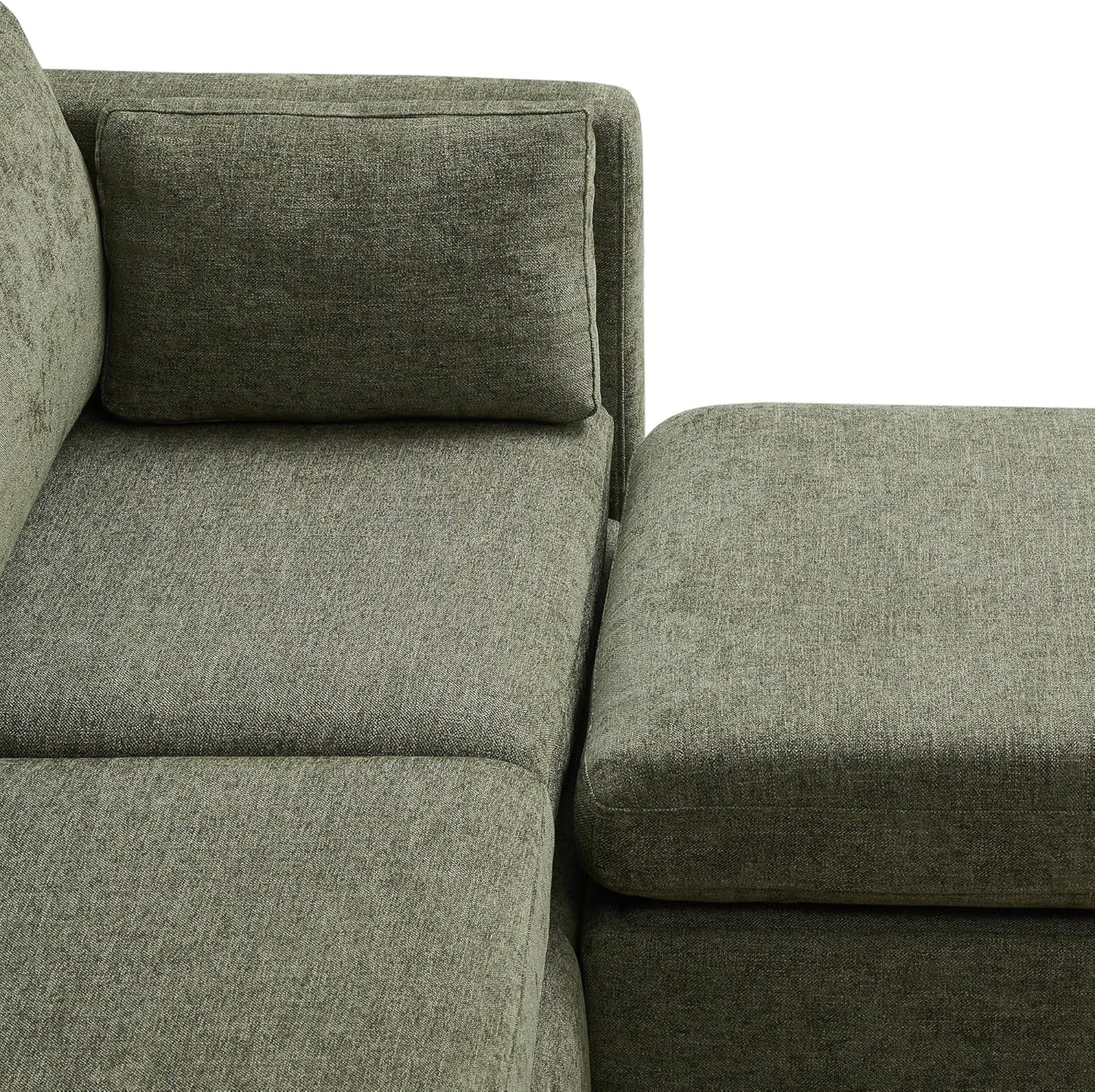CHITA Modular Sectional Sofa, FSC Certified L Shaped Couch with Reversible Chaise, Modular Sectional Couch for Small Space, 78 Inch Width, 3 Seat Modular Sofa with Storage Ottoman, Moss Green