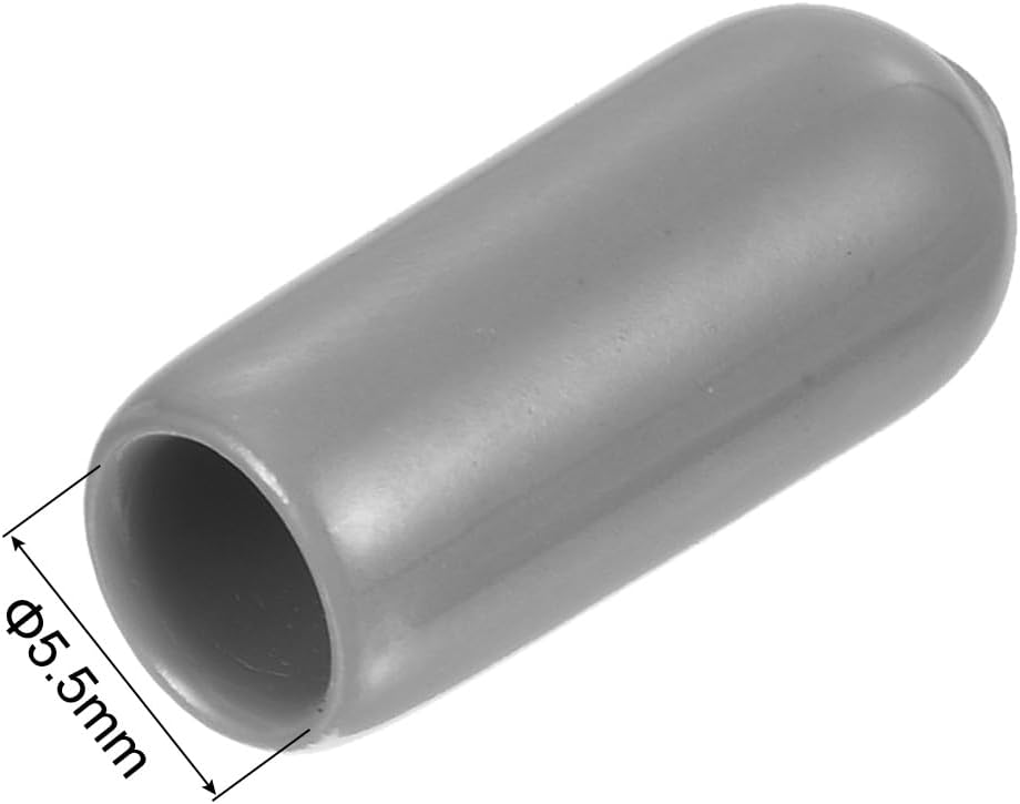 uxcell 20pcs Rubber End Caps Protective Caps 5.5mm ID Vinyl PVC Round Tube Bolt Cap Cover Screw Thread Protectors, Light Grey