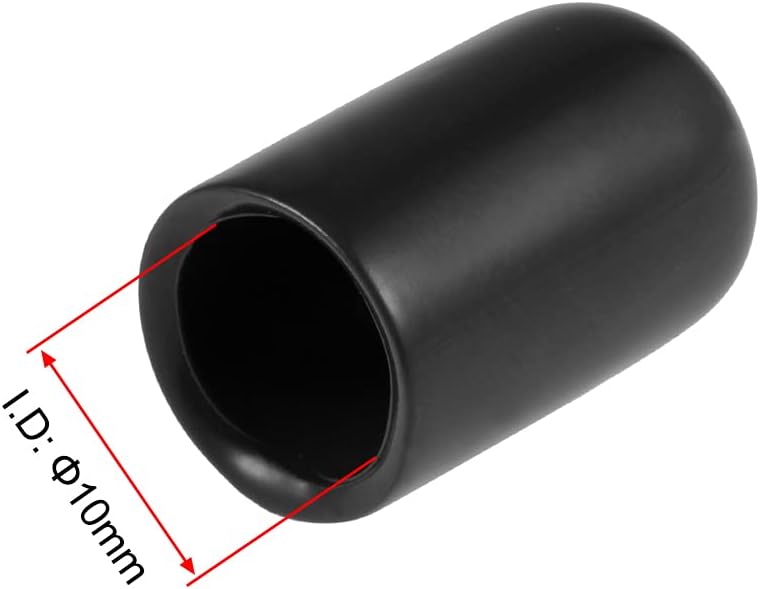 uxcell 20pcs Rubber End Caps 10mm ID Vinyl Round Tube Bolt Cap Cover Thread Protectors Black