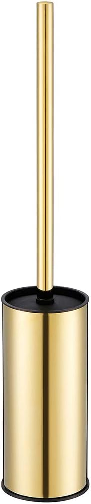 BGL Toilet Brush Holder Gold, Stainless Steel 304 Gold Round Freestanding Toilet Bowl Brush and Holder for Bathroom