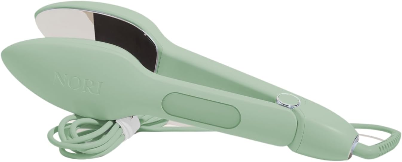 Nori Press Travel Steam Iron - Handheld Iron With Optional Steam Feature - No Ironing Board Required - Easy to Use w/ 6 Fabric Settings - Removes Wrinkles - User Manual Included - Green