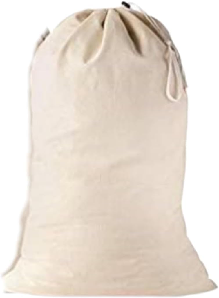 Large Cotton Laundry Bag, Heavy Duty Large Laundry Bags 24 x 36 inch Drawstring Travel Organizer Bag Fit Hamper Basket Camp (Beige, Pack of 1)