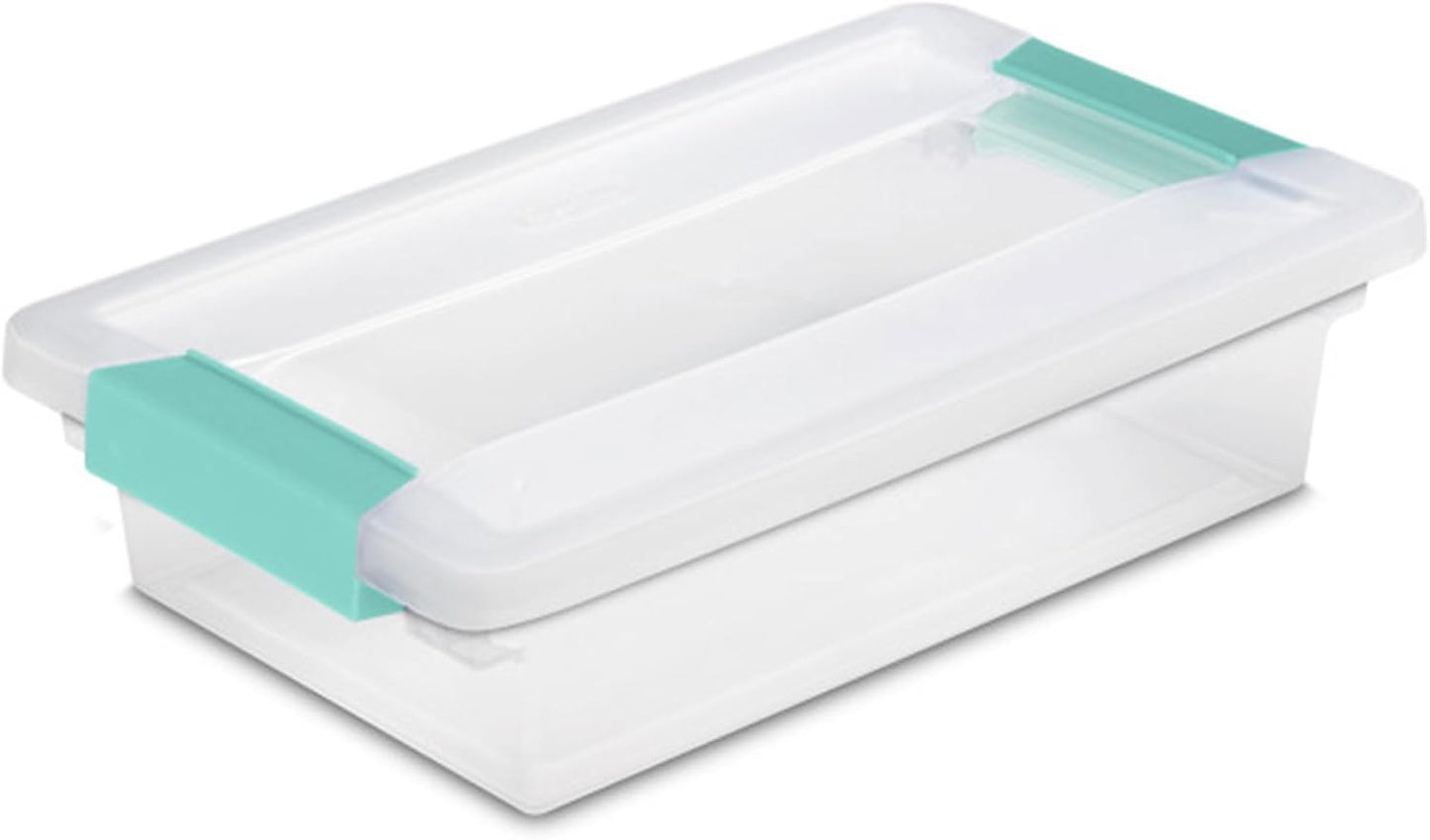 Sterilite 18-Pack Clip Box, Stackable Clear Plastic Bins with Latching Lids, Small - Writing, Arts or Crafts Supplies Storage Containers for Home, Office, Classroom and Workshop Organization