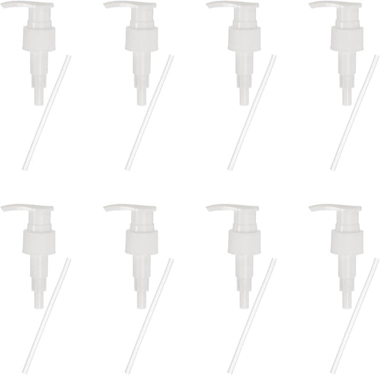 uxcell 8 Pcs Soap Dispenser Pump Heads Soap Dispensers Top Pumps Replacement Switch Pumphead for Standard 24/411 Neck Size Lotion Shampoo Bottle, White