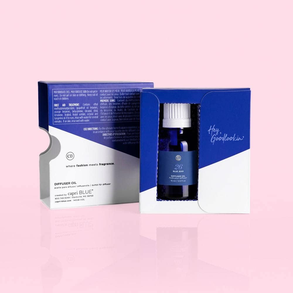 Capri Blue Diffuser Oil Refill - Premium Fragrance Oil - Use with Electric or Ultrasonic Diffusers for Home - Long Lasting Clean Scent (Blue Jean, 0.5 fl oz)
