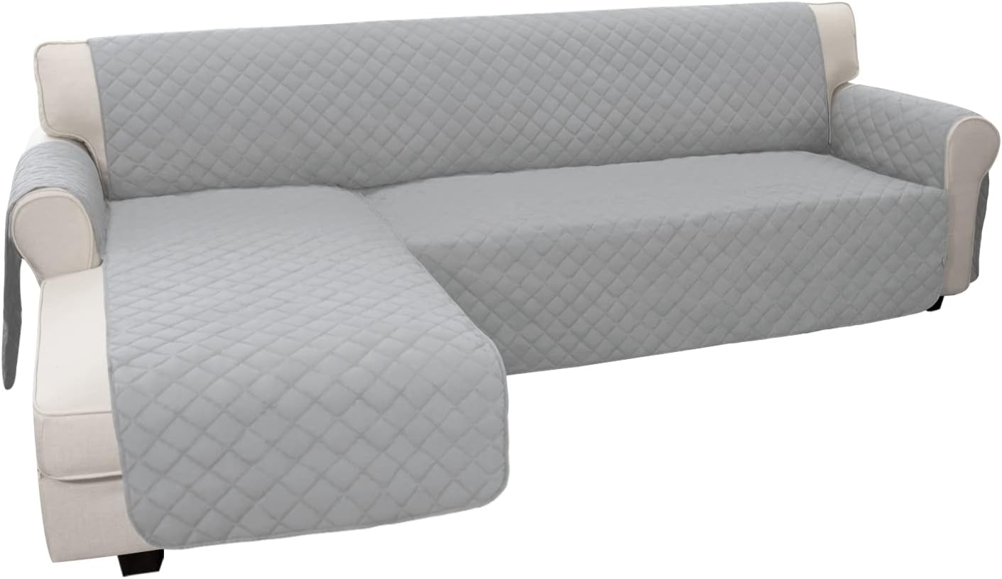 Easy-Going Sofa Slipcover L Shape Sofa Cover Sectional Couch Cover Furniture Protector Mat for Pets Dog Cat (X-Large, Light Gray/Light Gray)