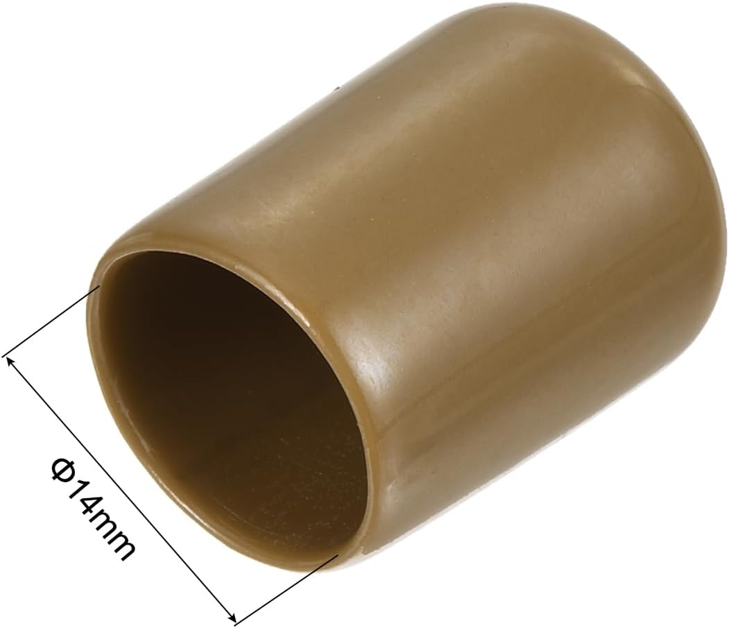 uxcell 20pcs Rubber End Caps 14mm ID Vinyl PVC Round Tube Bolt Cap Cover Screw Thread Protectors Light Brown