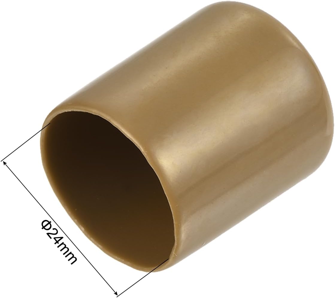 uxcell 20pcs Rubber End Caps 24mm(15/16") ID Vinyl PVC Round Tube Bolt Cap Cover Screw Thread Protectors Light Brown