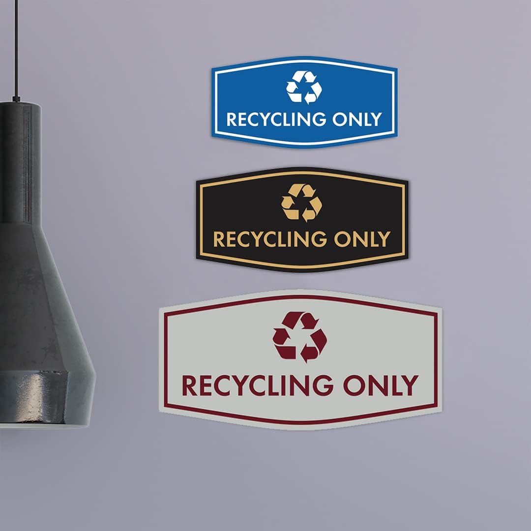 Fancy Recycling Only Sign (Black/Silver) - Large