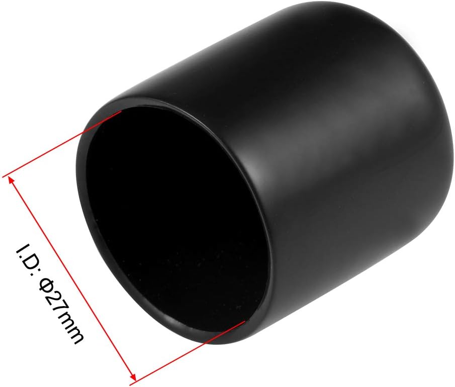 uxcell 20pcs Rubber End Caps 27mm ID Vinyl Round Tube Bolt Cap Cover Thread Protectors Black