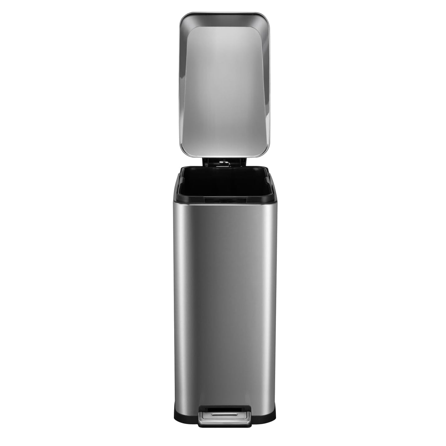 13.2 Gallon / 50L Kitchen Trash Can, Slim Stainless Steel Garbage Can with Removable Inner Bucket, Fingerprint-Proof Step Rubbish Bin with Soft-Close Lid for Narrow Space, Silver