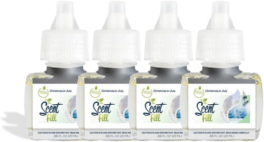 Scent Fill "Christmas in July" Plug in Air Freshener, 4 Scented Oil Refills