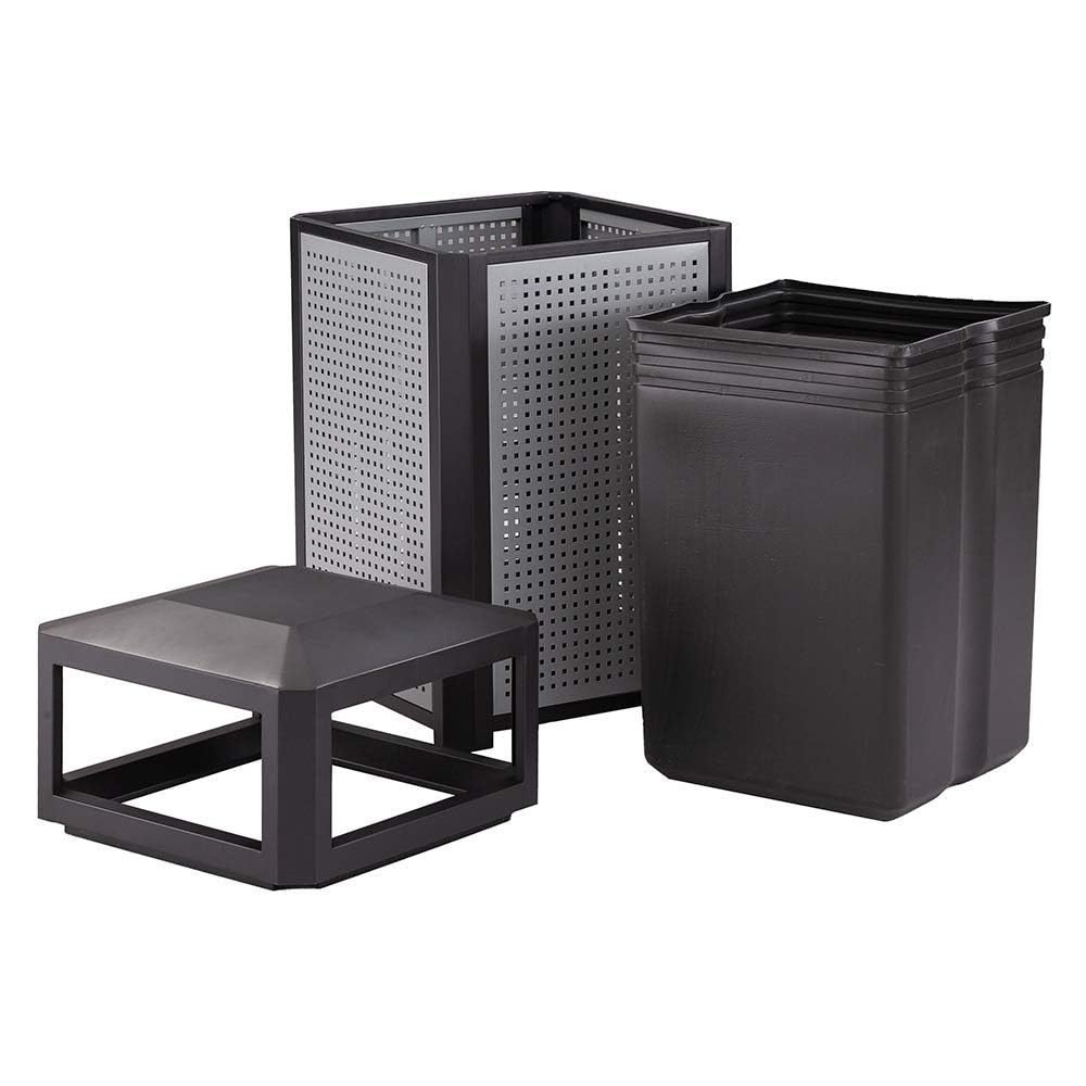 Safco Evos Steel Trash Can, 38 Gallons, Indoor and Outdoor Use, Commercial Garbage Can with Plastic Liner