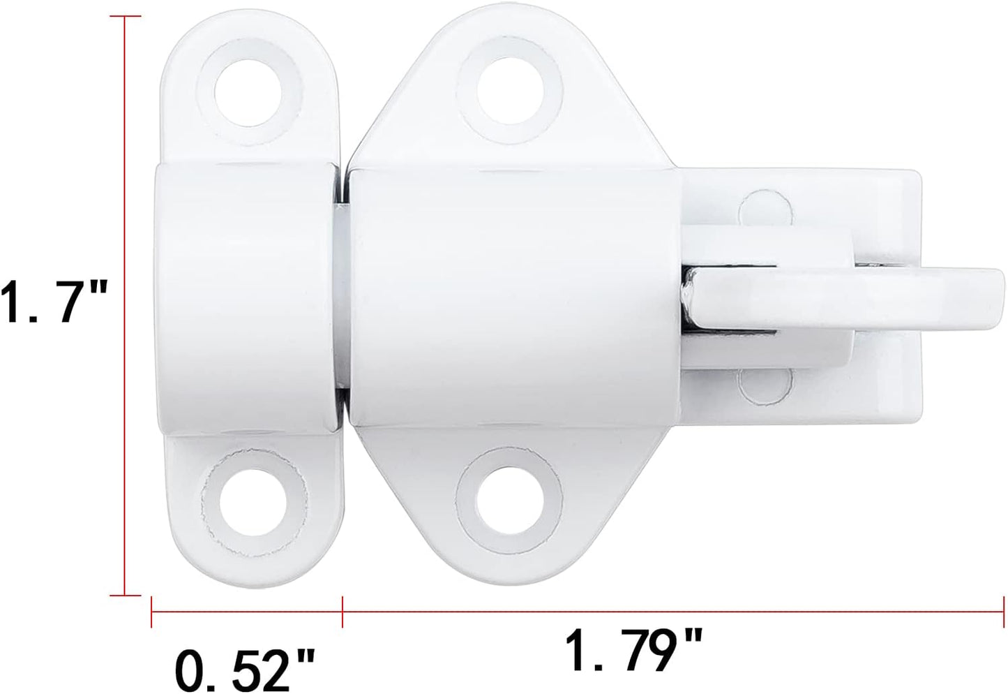 2 Packs Self-Closing Latches，White Spring Door Lock，Resilient Bolt Latch Aluminum Alloy Safety Automatic Spring Barrel Slide Door Lock with Screws,Used for Gate,Window and Cabinet etc
