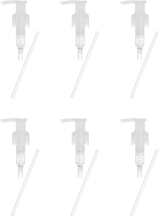 uxcell 6 Pcs Soap Dispenser Pump Heads Soap Dispensers Top Pumps Replacement Switch Pumphead for Standard 24/424 Neck Size Lotion Shampoo Bottle, Transparent
