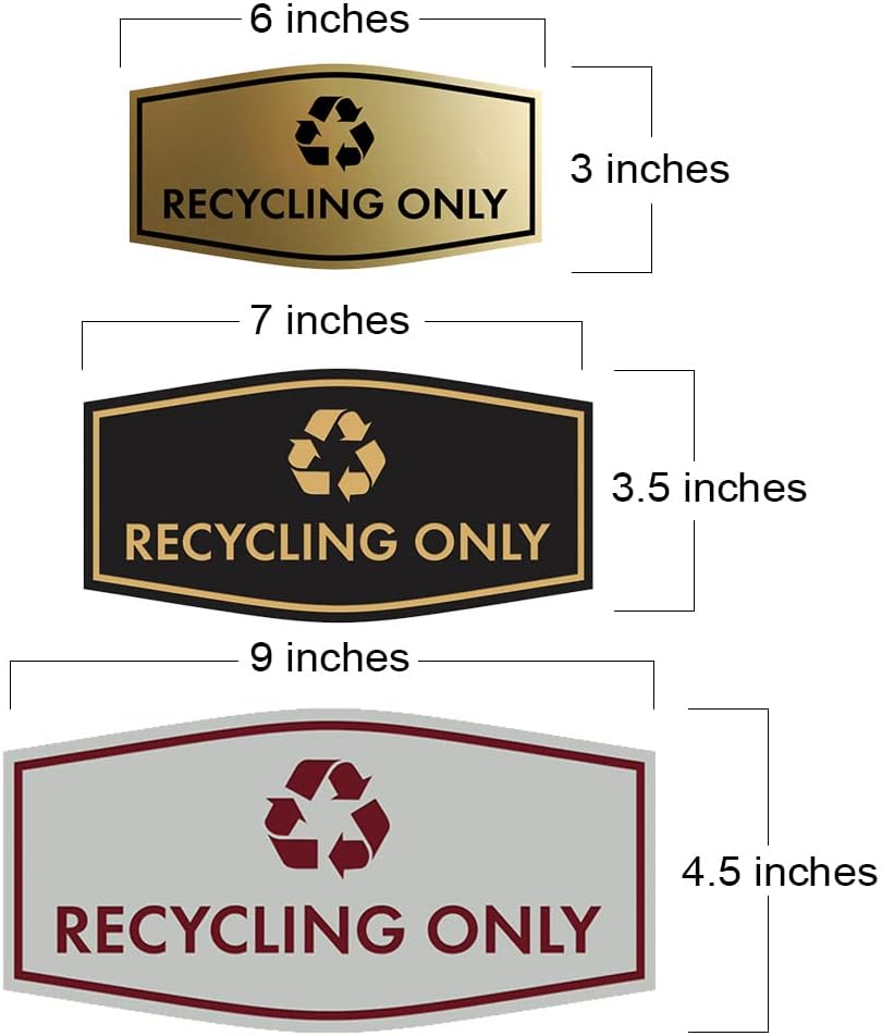 Fancy Recycling Only Sign (Red) - Medium
