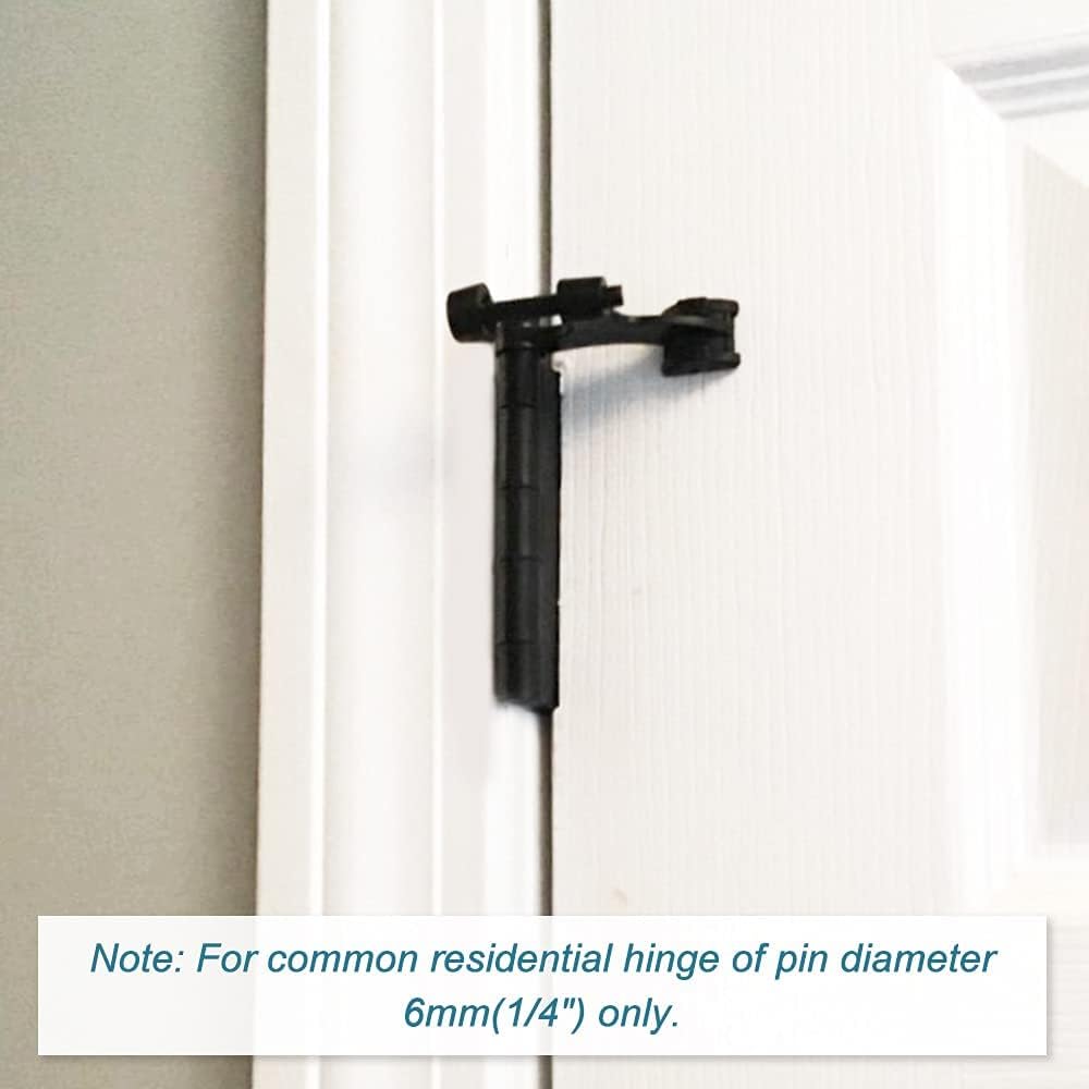 12 Pack Hinge Pin Black Door Stopper, Adjustable Heavy Duty Hinge Pin Door Stop with Black Rubber Bumper Tips