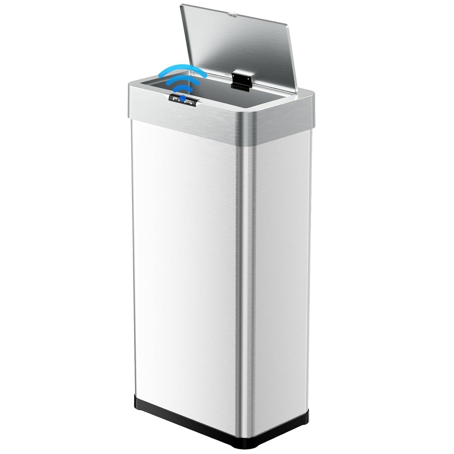 TLSUNNY 16 Gallon Motion Sensor Trash Can,Touchless Automatic Garbage Can,Brushed Stainless Steel Smart Bin,with Bag Holder,Soft Close Lid,for Kitchen,Office,RV,Bedroom,Living Room (Silver, 60L)