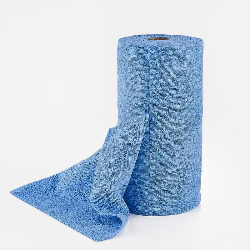 Microfiber Cleaning Cloth Roll, 20 Pack Reusable Tear Away Towels, 9.8" x 9.8", Cleaning Supplies Dish Rags Ultra Absorbent and Lint Free Cleaning Rags Towels for Car, House, Kitchen, Blue