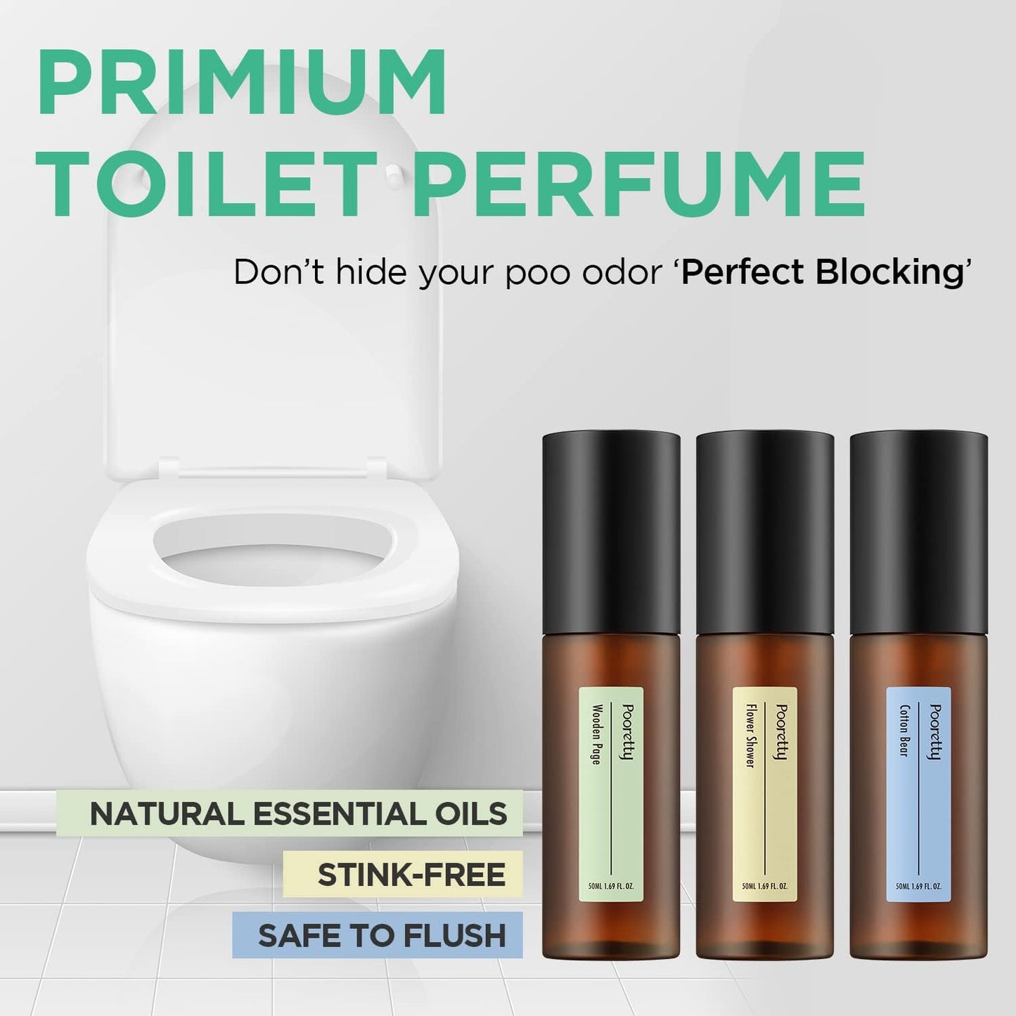 Pre-Poop Aromatic Bathroom Toilet Spray, Potty Deodorizer, Neutralize Bad Odors (1.69 fl.oz.) - Fresh Eucalyptus and Bergamot Scent