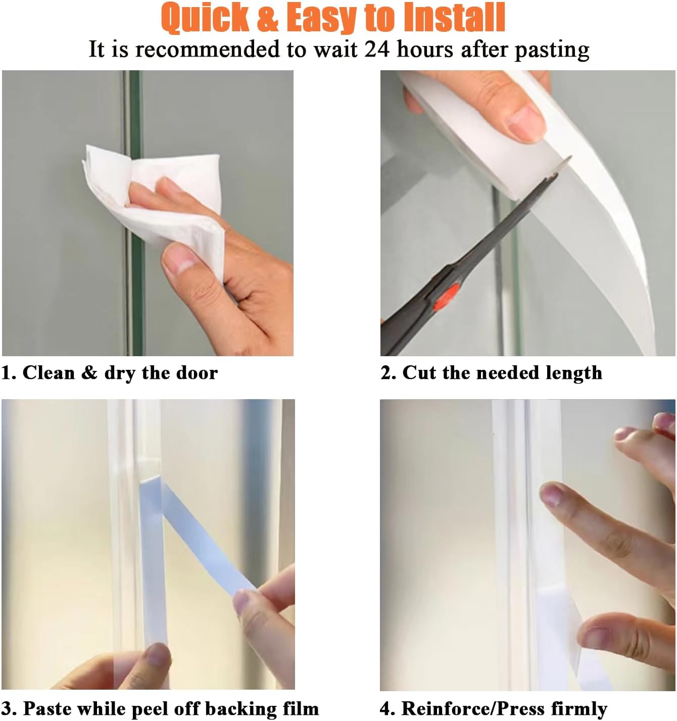 No Residue 32.8FT Door Weather Stripping Door Seal Strip, Silicone Sealing Sticker Sealing Tape for Door Draft Stopper Self Adhesive for Doors, Windows,(Transparent,45MM)