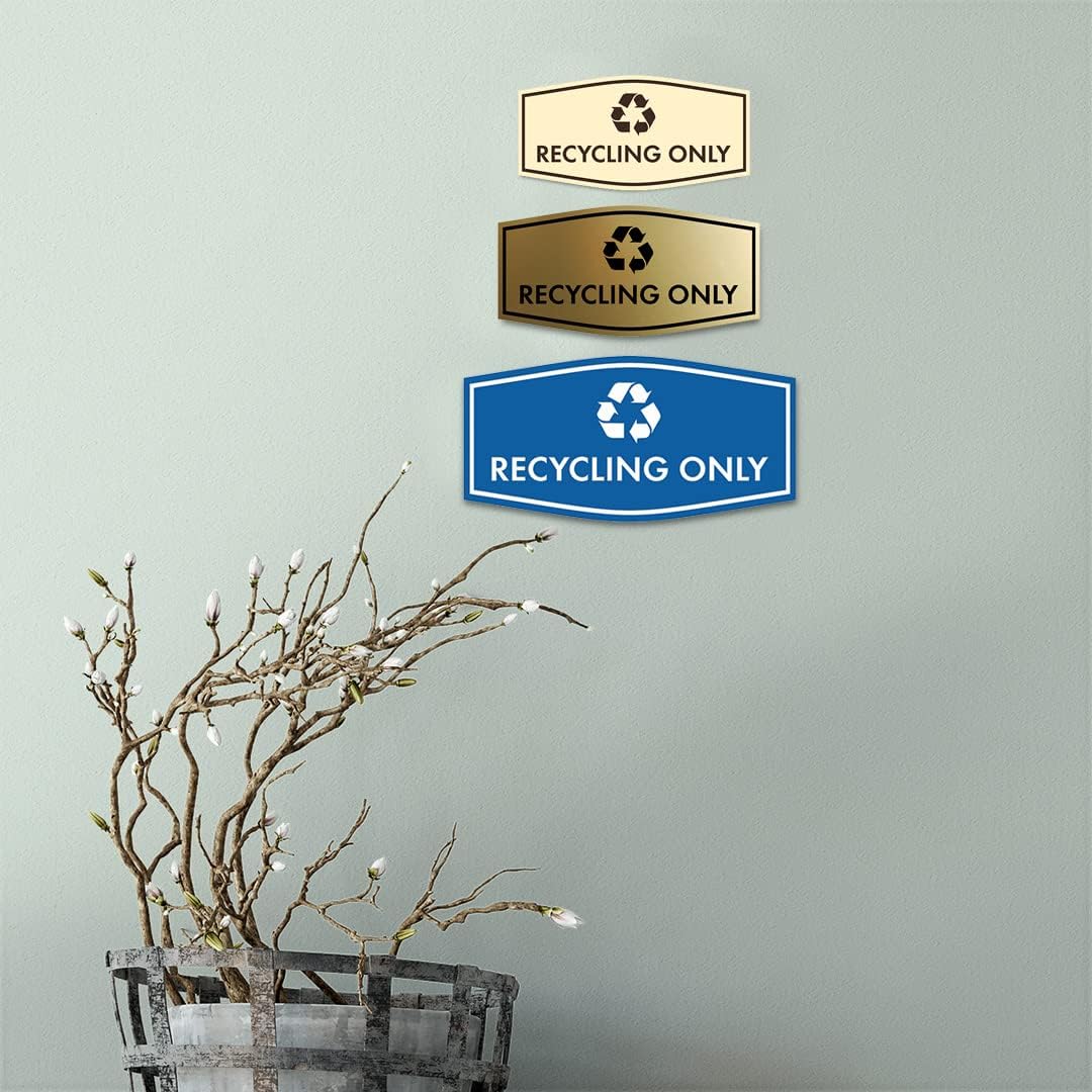 Fancy Recycling Only Sign (Blue) - Small