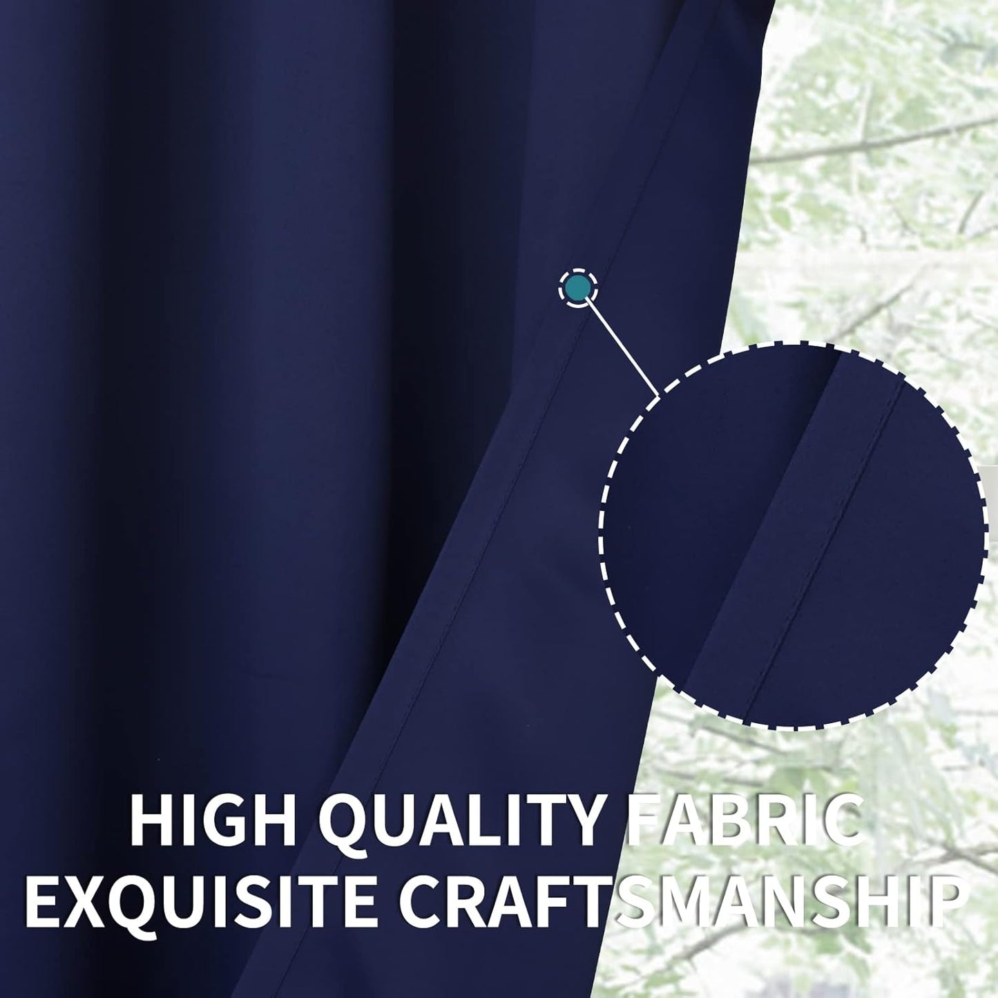 BGment Rod Pocket 63 Inch Long Blackout Curtains for Bedroom - Navy Blue Room Darkening Drapes for Living Room Thermal Insulated Black Out Shading Blinds, 42 x 63 Inch, 2 Panels