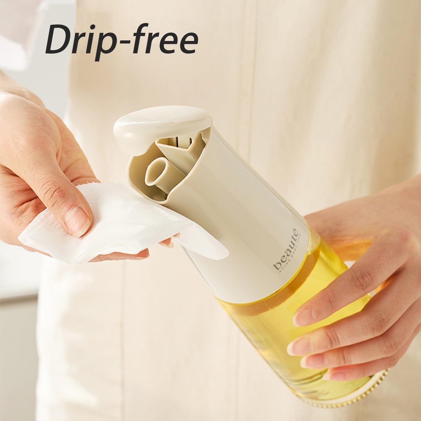 17oz Oil Bottles for Kitchen, Auto Flip、Non-Drip、Leak Proof, Cooking Oil Dispenser, Vinegar Dispenser, Cooking Glass Bottle with 500ml (Light Green)
