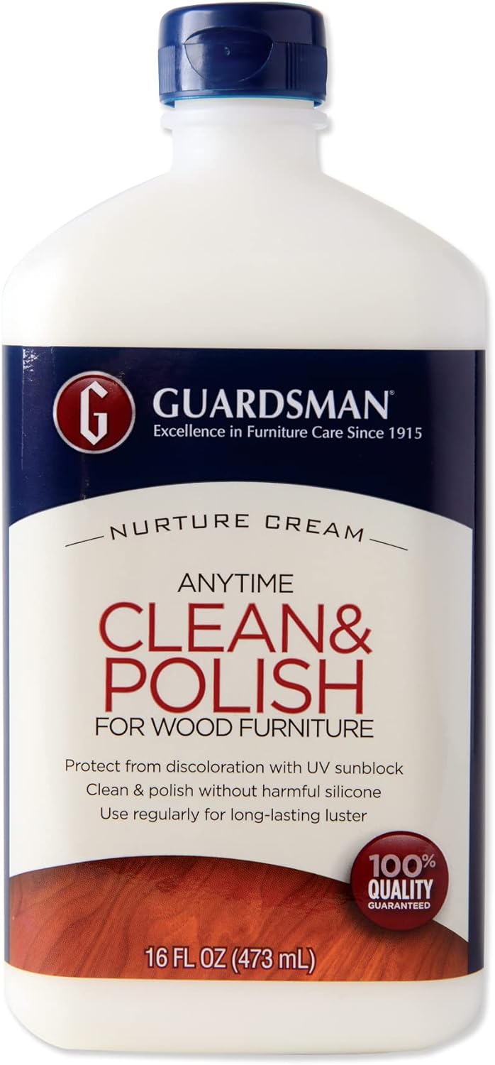Guardsman Clean & Polish For Wood Furniture - Cream Polish 16.9 oz - Silicone Free, UV Protection - 461500
