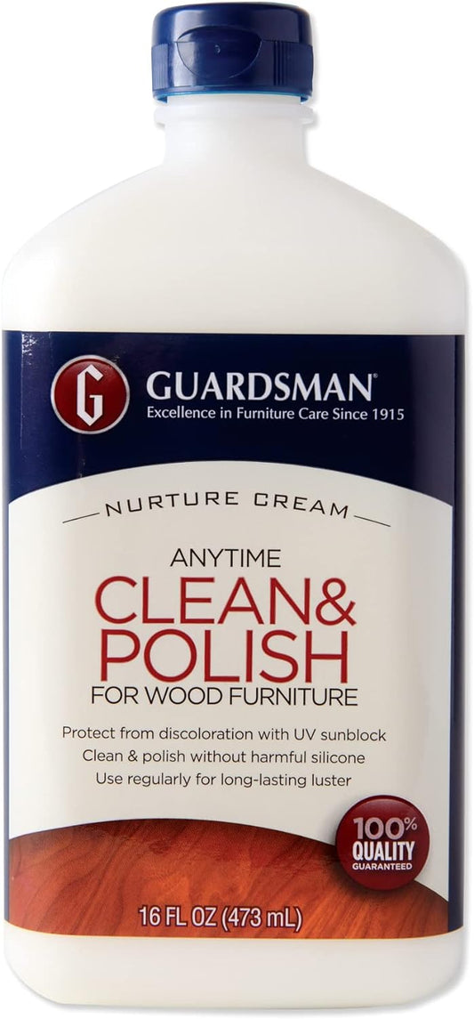 Guardsman Clean & Polish For Wood Furniture - Cream Polish 16.9 oz - Silicone Free, UV Protection - 461500