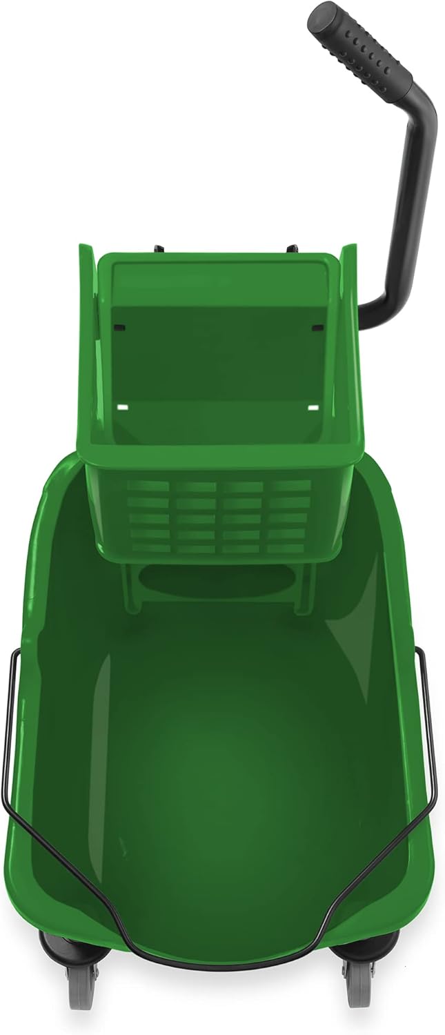 Dryser Commercial Side Press Wringer Combo Mop Bucket, 33 Quart, Green