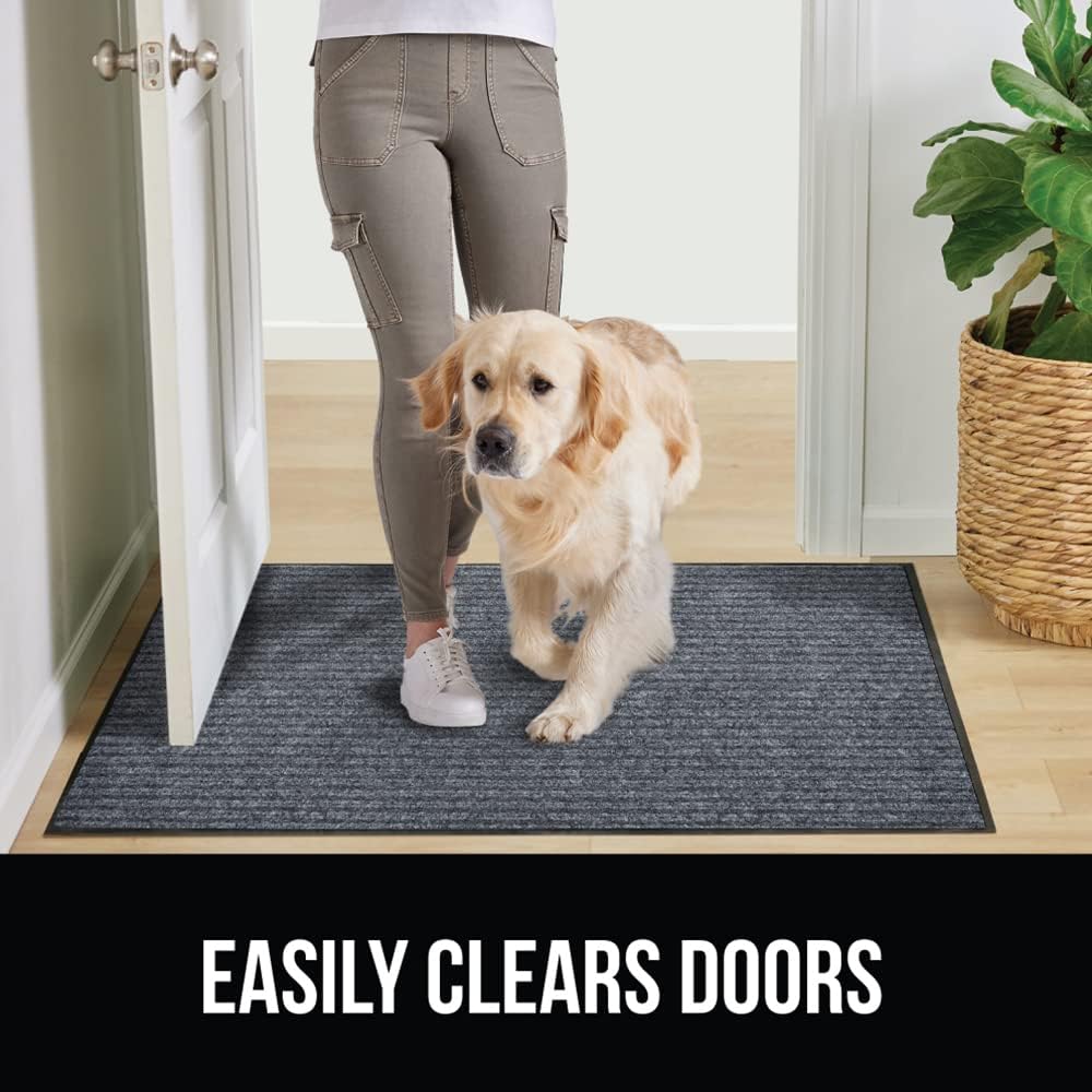 GORILLA GRIP Traffic Guard Door Mat, 60x36, Heavy Duty Welcome Mats, Commercial Office Space Doormat, Waterproof, Fade Resistant, Strong Rubber Backing, Low Profile, Shoe and Boot Scraper, Gray