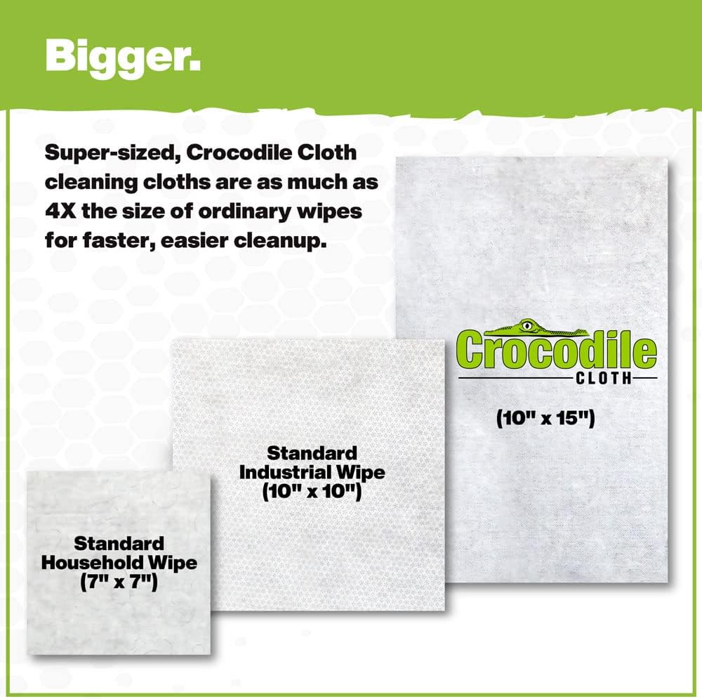 Crocodile Cloth Auto Cleaning Wipes – 600 Count (6 Packs of 100) XL 15" x 10" Heavy-Duty Car Wipes for Engine Degreaser, Detailing, Tires, Tools & DIY Projects